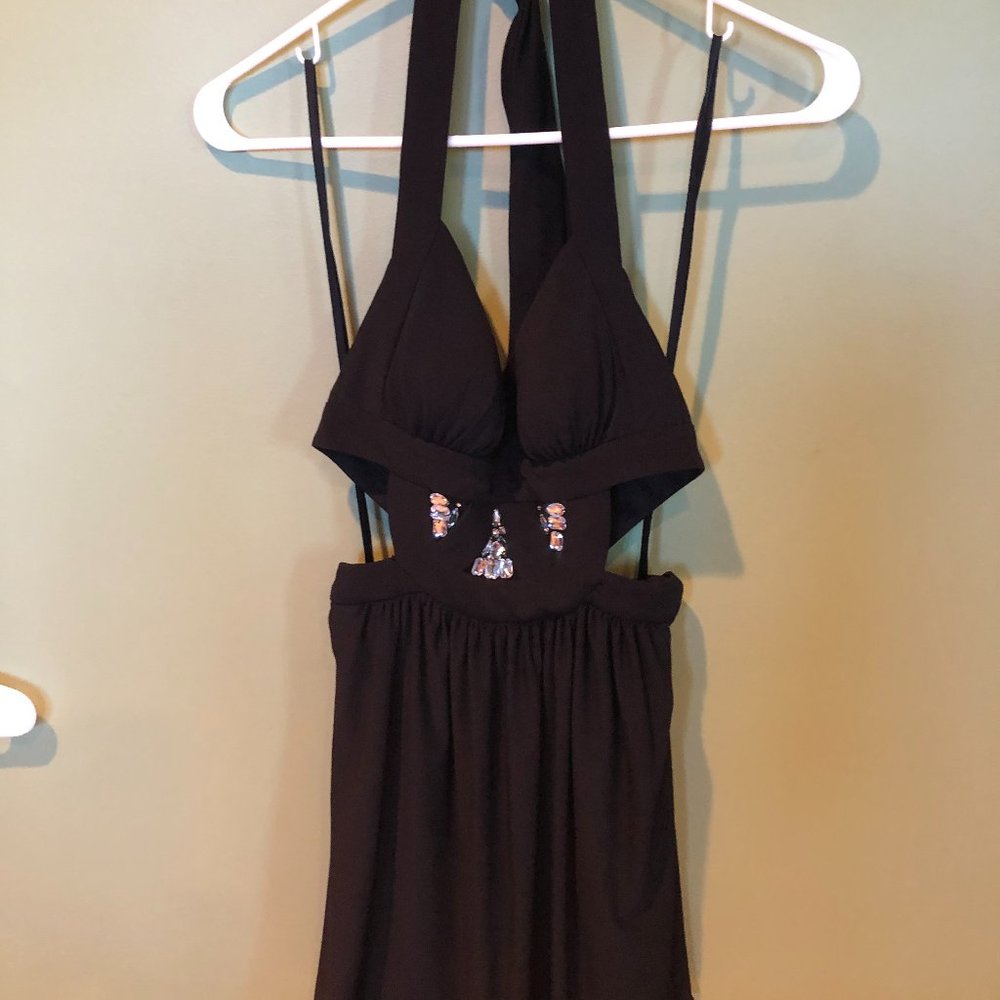 Rhinestone Sexy Black cocktail dress